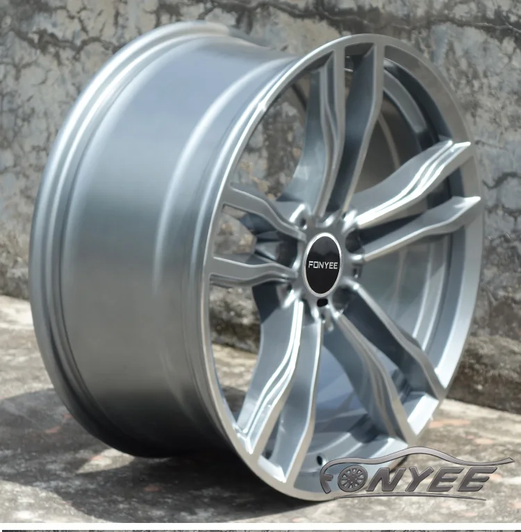 F80E209 Fonyee alloy wheel auto popular 22 inch 10/11j 5 holes 5X120 quality black machine face gun-grey car rim in stock