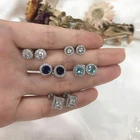 Silver Stud Elegant 925 Sterling Silver Brinco De Prata Fine Zircon Round Shaped Gemstone Stud Earrings