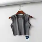 Plain Top New High Quality Custom Logo Printing Womens Cotton Spandex Stretch Plain Crop Top T Shirts