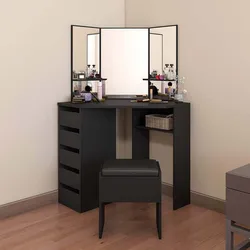 Dressing table with mirror makeup table wooden dresser 4 Drawers
