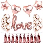 Wedding OurWarm Wedding Backdrop Confetti Sets Mr Mrs Foil Love Heart Shape Balloons