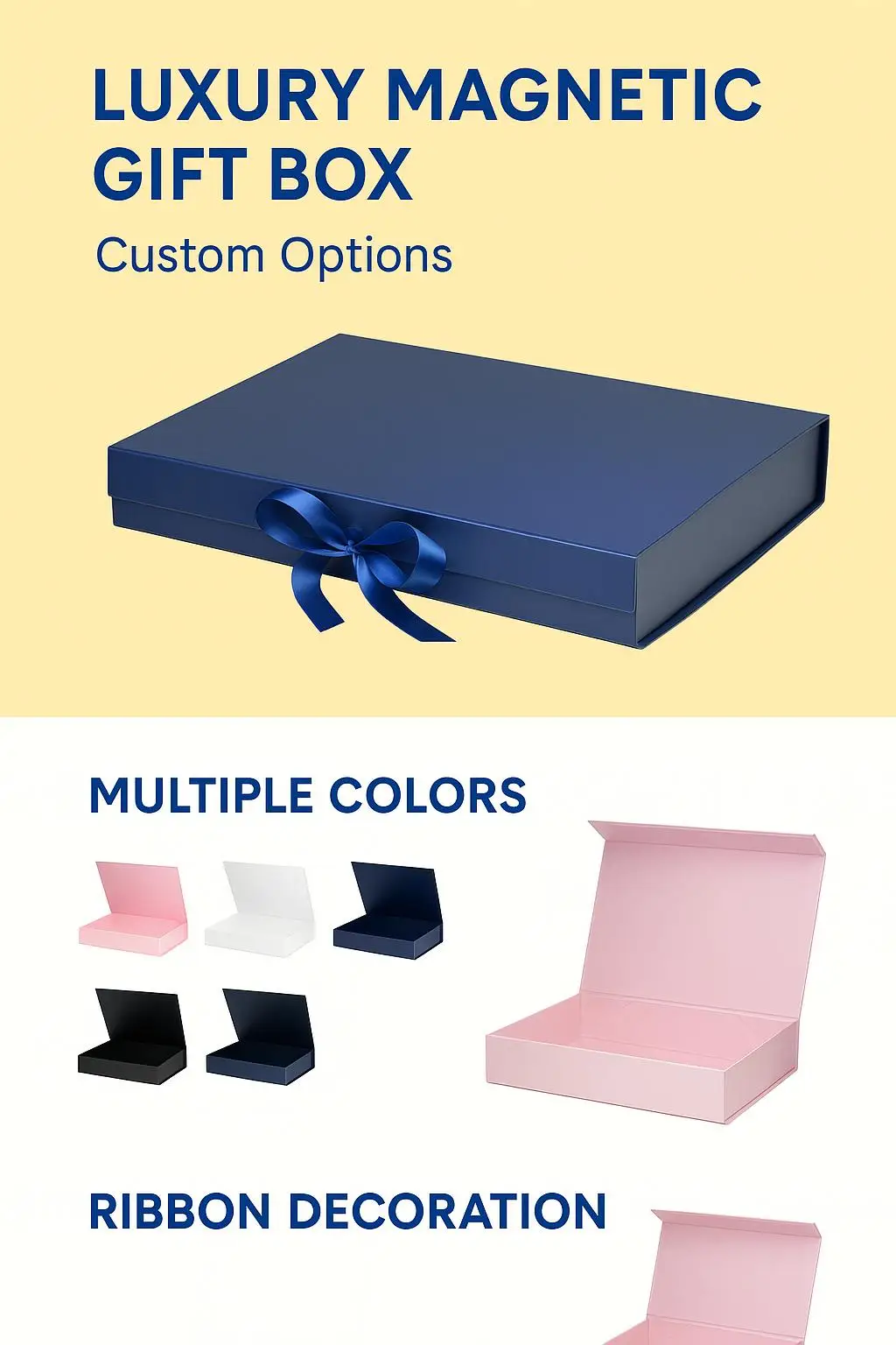 Luxury Folding Paper Cardboard Gift Box with Foldable Magnetic Ribbon Bow Closure Customizable Logo for Weddings Candies Candles - detail 4