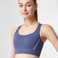 Good Quality Shock-Proof Running Fixed Chest Pad Mesh Beautiful Back Yoga Vest Women's Sport Bra Crop Top