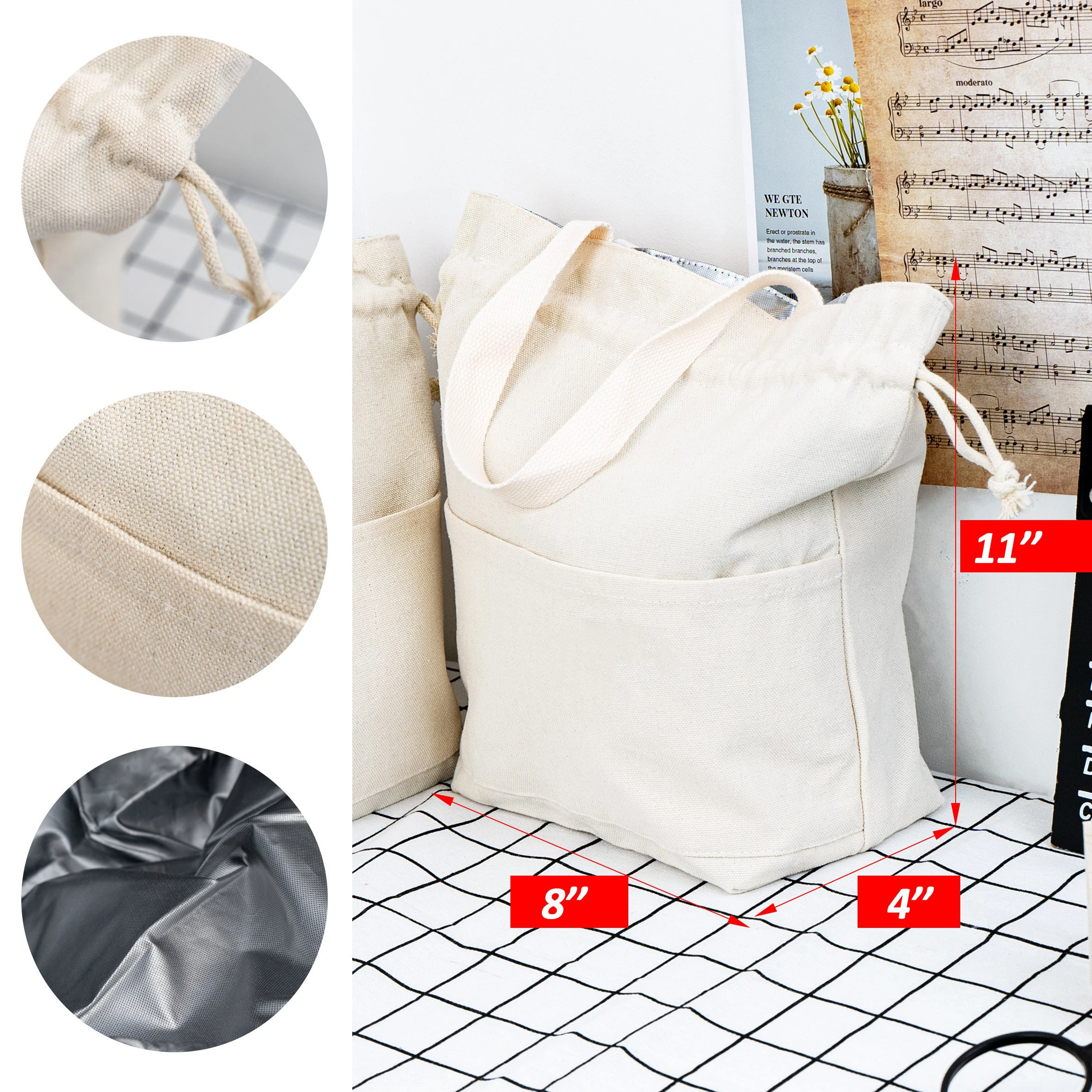 product custom logo drawstring lunch insulated cooler bag cotton cooler tote bag-5