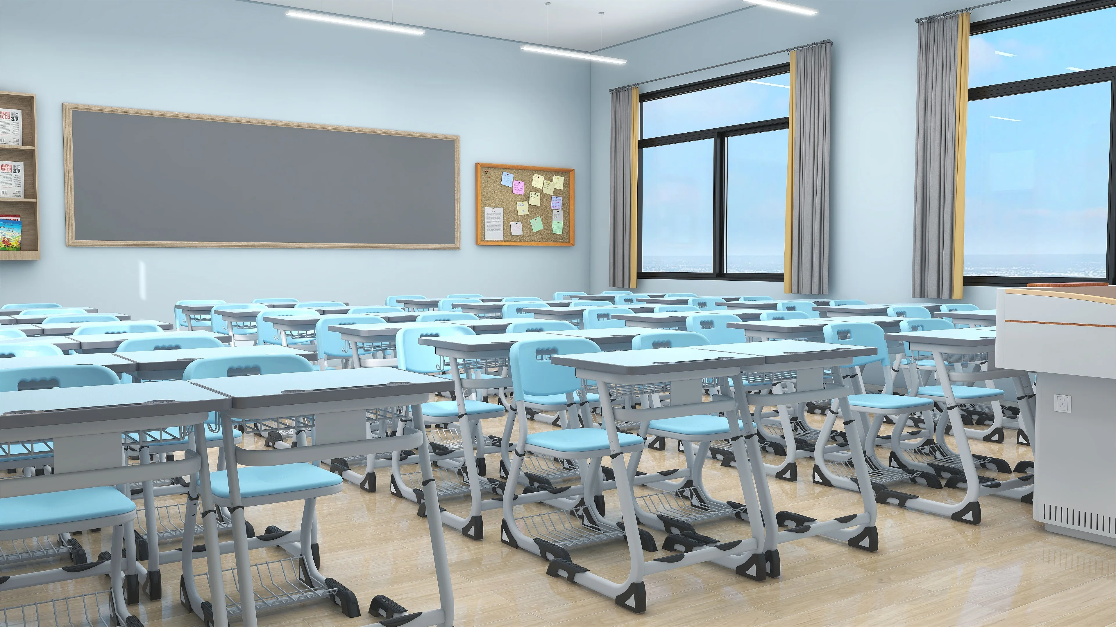 金属现代学校教室家具学生单套桌椅