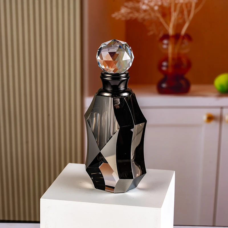 product new design hot sale black mirror 12ml glass empty bottle elegant atmosphere customizable crystal perfume bottle-7