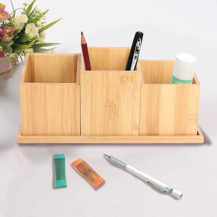 Navaris Small Wooden Desk Organiser X 15 X Cm Compact Holder Made Of Bamboo Wood With Drawers 5949