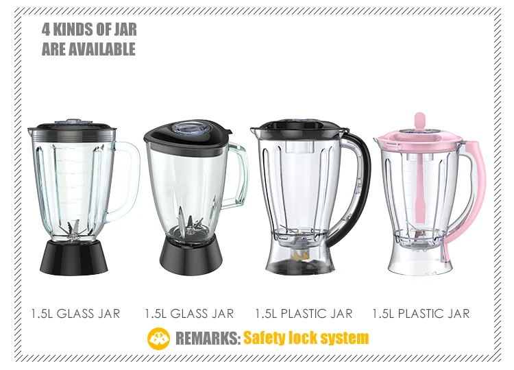 mélangeur commercial portable électrique avec pot en plastique de 1,5 L