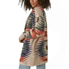 Sweater Women Custom Winter Cardigan Knit Long Sweater Aztec Button Pocket Jacquard Women Aztec Sweater Cardigan