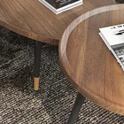 Coffee Table Metal Small Round Shape Wooden Coffee Table With Metal Frame