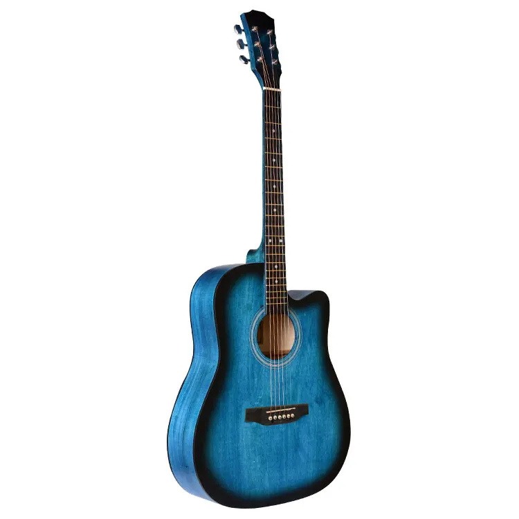 black and blue acoustic guitar