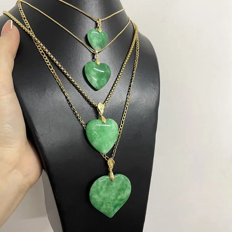 Jialin Jewelry Solid Jade Heart 