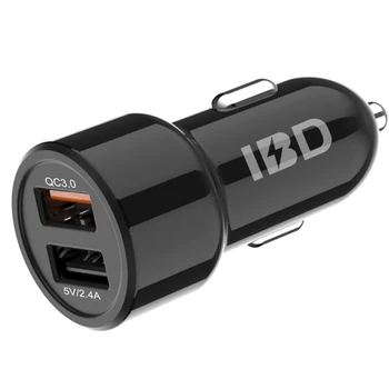 IBD USB Car Charger Dual Port, Qualcomm Quick Charge 3.0 + 2.4A 30W Car Charger Fast Compatible for Any Cell Phone