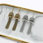 Earrings Bohemian Long Chain Tassel Earrings Indian Retro Ethnic Pearl Earrings