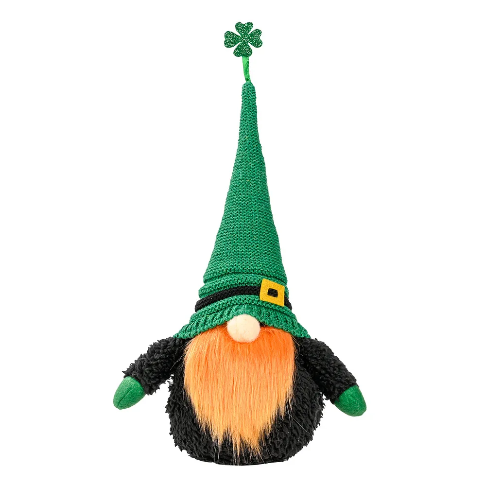 ornaments clover dark green knit hat black body faceless gnome