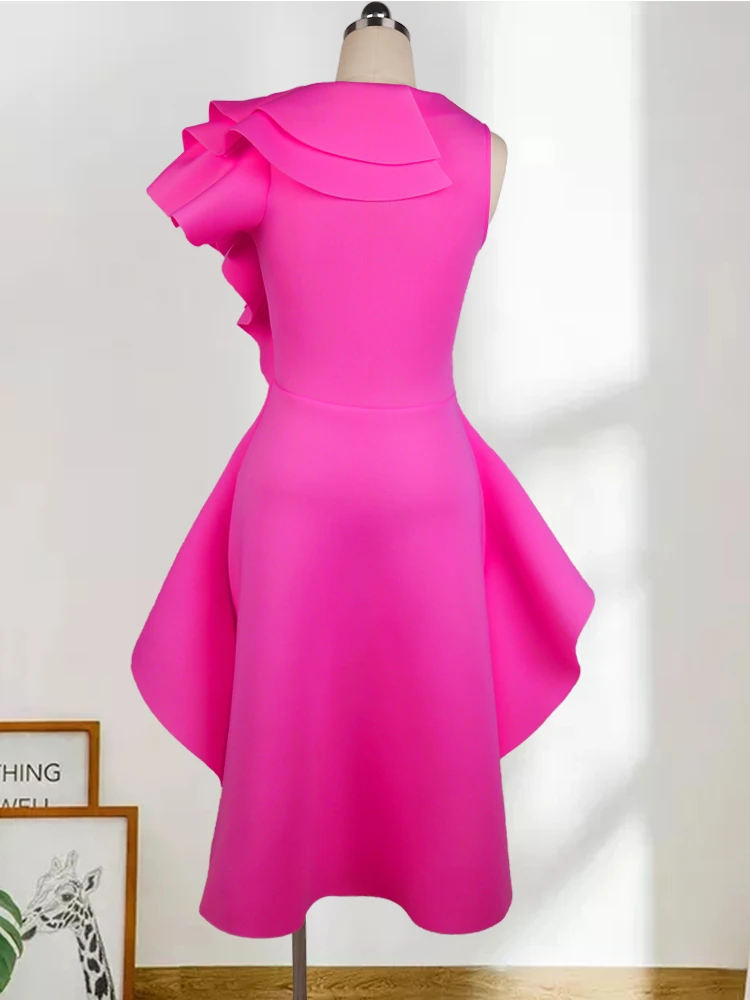 Aomei Party Irregular Ruffle O Neck Birthday African Women's Prom