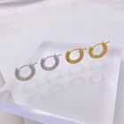 Full Drill Small Hoop Earrings Micro Set 18K Gold Plated Huggies Earrings