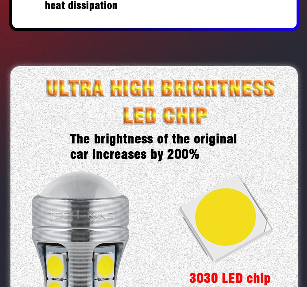 TECH-KING Auto Super bright LED White 3030 chip 10SMD 168 W5W with lens width light 12V 2W license plate light T10 decoded bulb