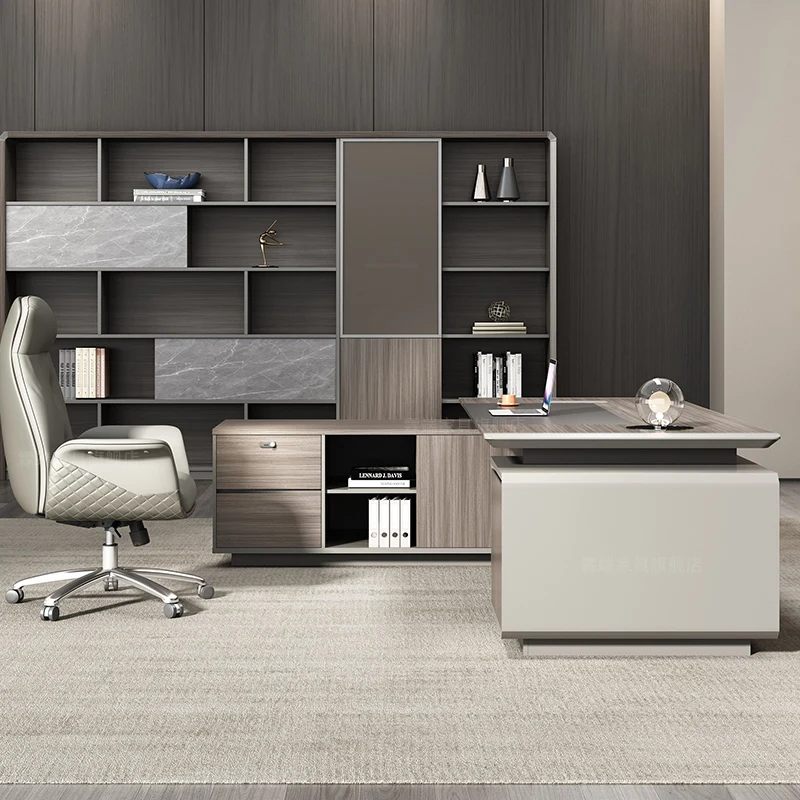 Modern Luxury Commercial MDF Executive Office Desk Manager Desk Popular Boss I Shape Office Furniture