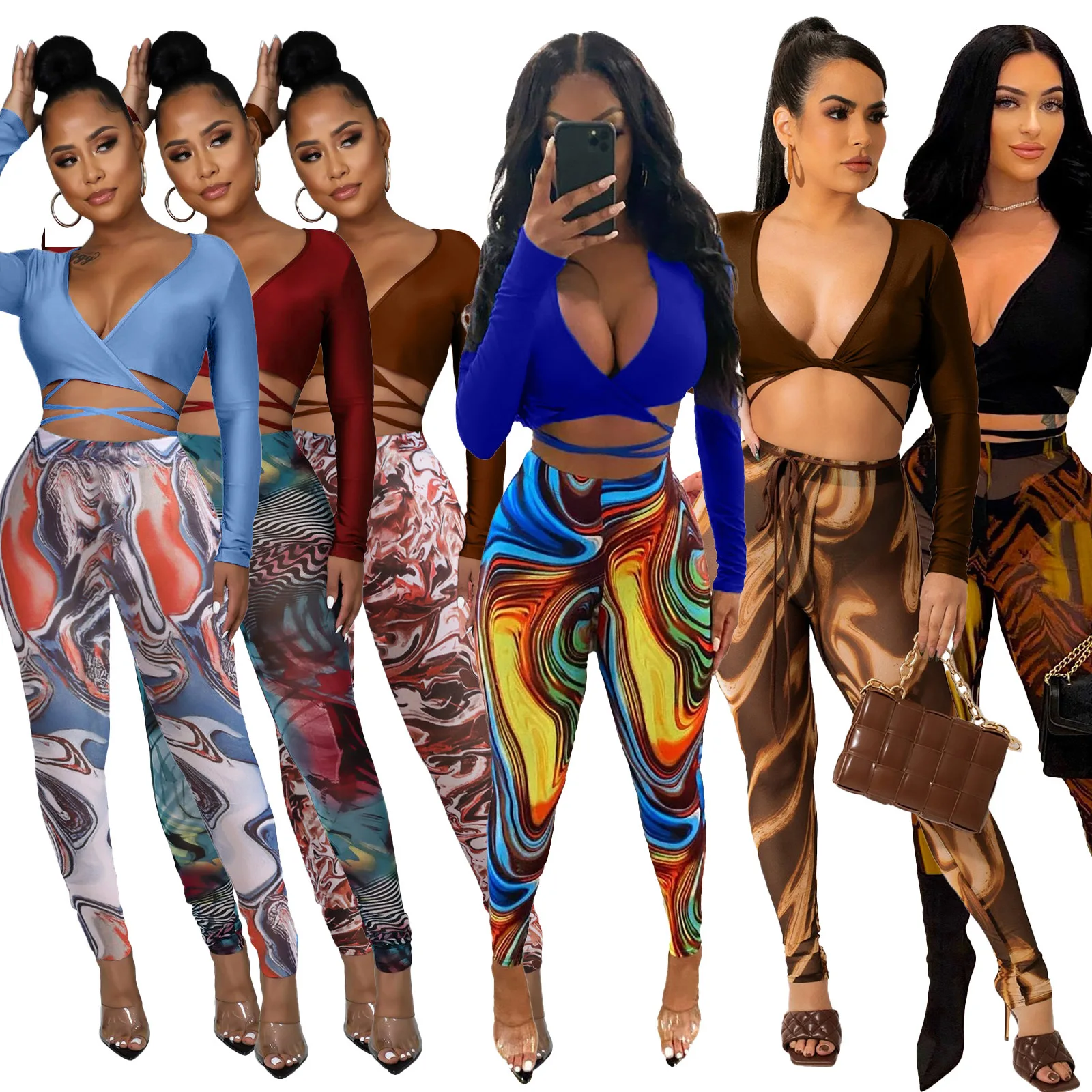S36 New Arrivals Summer Ideas Trending  2 Spring 2022 Women S Clothing leggings club outfits sexy Crop Top Two Piece Pants Set