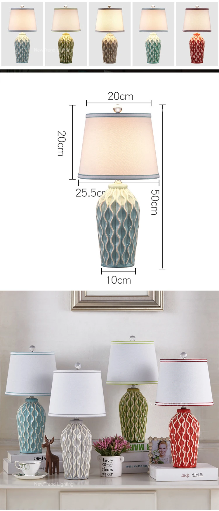 tr0020 indoor decoration restaurant nordic style hotel room bedroom vintage ceramic fabric led table lamp-1