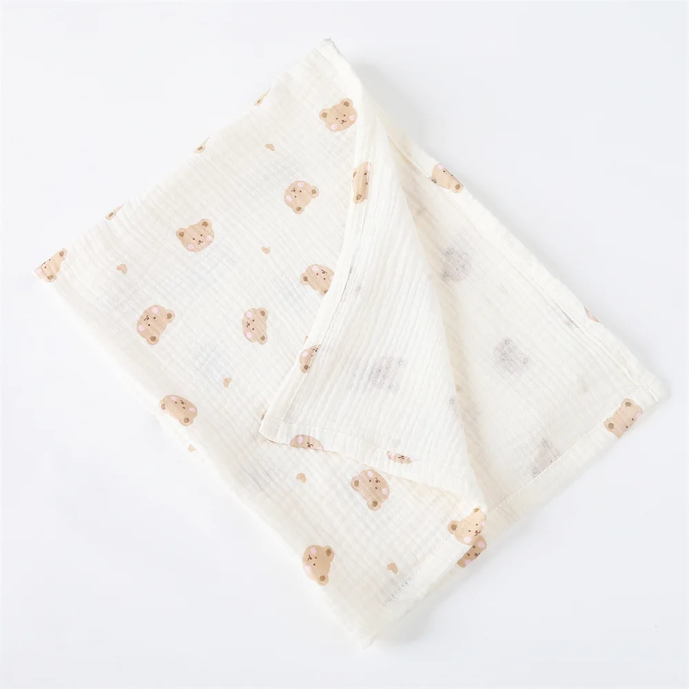 Neutral Printed Baby Shower Cotton Gauze Baby Cover Muslin Infant Newborn Baby Swaddle Wrap Blanket