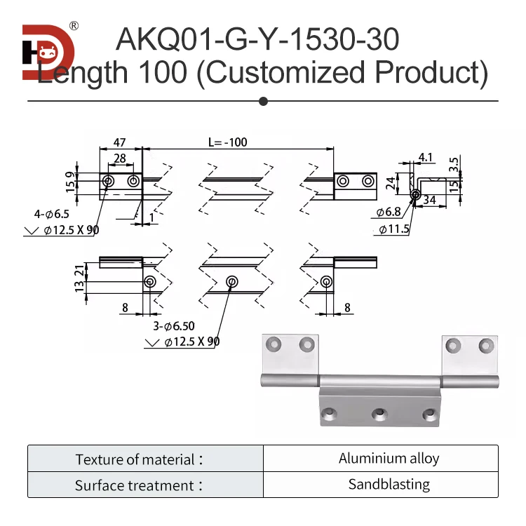 Customized AKQ01-G-Y-3030-60 Industrial Aluminum Alloy Profile Universal Accessories Door Frame Hidden Hinge Hinge Hinge details