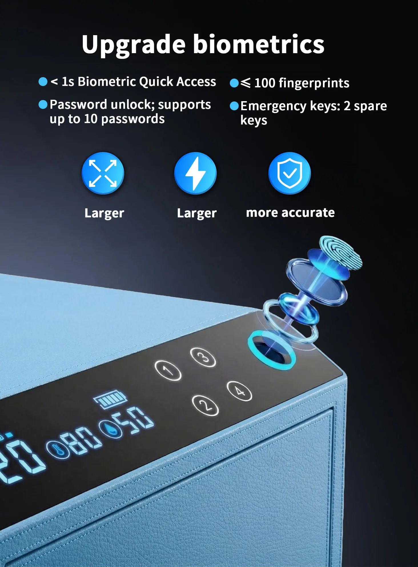 dr 1274 ft ceqsafe smart luxury home anti theft small intelligent fingerprint 4 layers premium leather jewelry drawers safe box-7