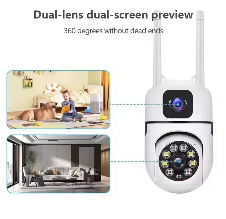 Factory Cheap Sales 2K 4MP Dual Lens Wifi Camera Human Detect 2.4G Wireless Security PTZ YIIOT Dual Lens Wifi IP Camera