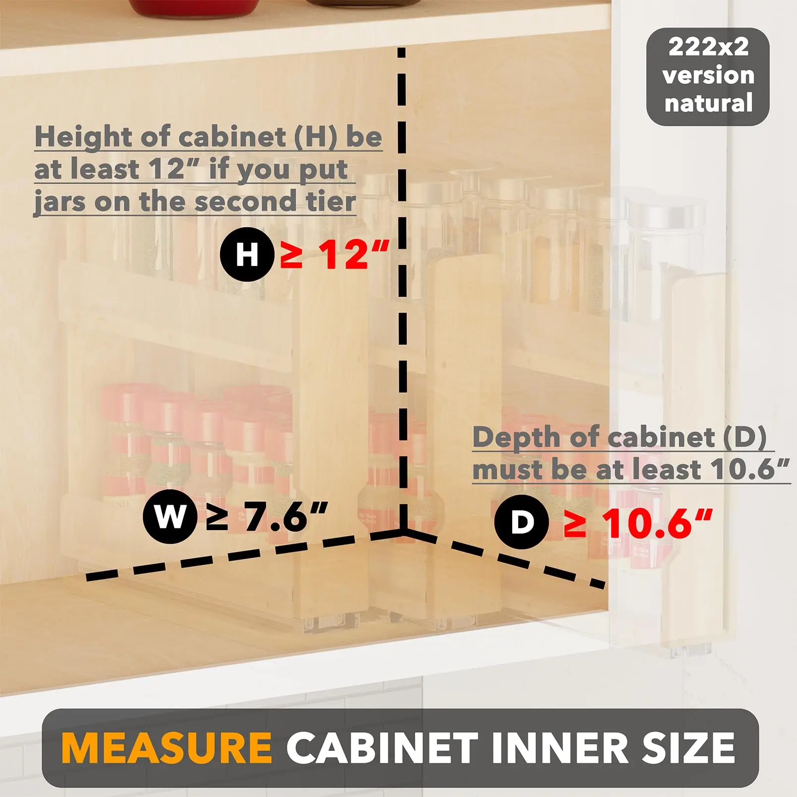 product bamboo pull out spice rack 3 drawers 2 tier eco friendly kitchen seasoning cabinet organizer space saving storage for kitchen494-5