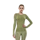Clothes High Stretch Long-sleeved Yoga Clothes Washed Printed Tight-fitting Sports Tops Fitness Clothes