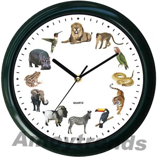 Custom Branded Children's Wall Clock With Wildlife Animal Sounds,10