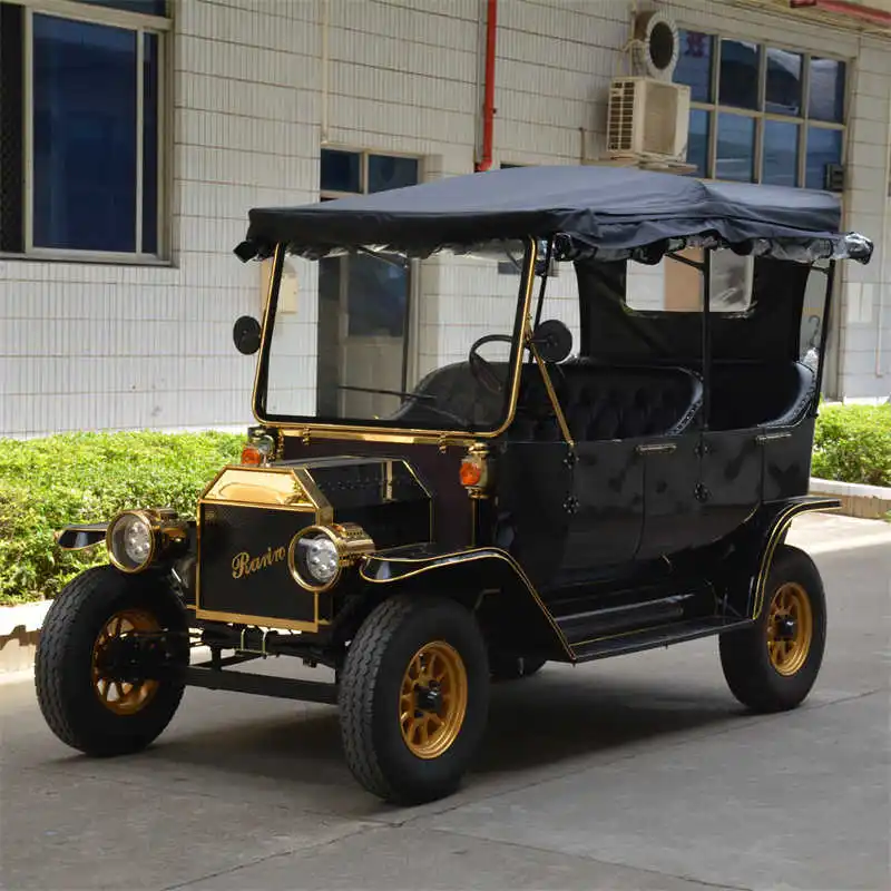 Vintage Classic Electric Golf Cart New Design 4-Wheel Vehicle for Tourists