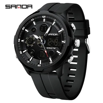 GZ Sanda Leisure Multifunctional Dual Display Shockproof Calendar Stopwatch Timing Light Digital Watches For Men Waterproof