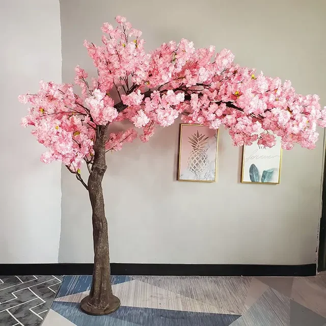 2.5m 250cm indoor wedding decorative pink bionic sakura flower arch tree canopy artificial cherry blossom trees