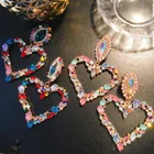 Big Earrings Rhinestone Pendant Heart Color Diamond Jewelry Gold Big Hoop Earrings For Women