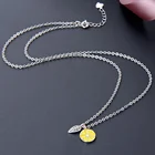 Lemon Necklace Factory S925 Silver Enameled Lemon Pendant Platinum Plated Sterling Silver Lemon Necklace