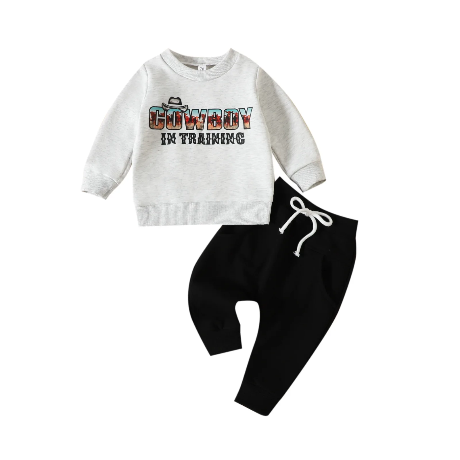 New trendy newborn baby clothes printing boys girls 2pcs clothing sets autumn kids sweatshirt baby jogging sets