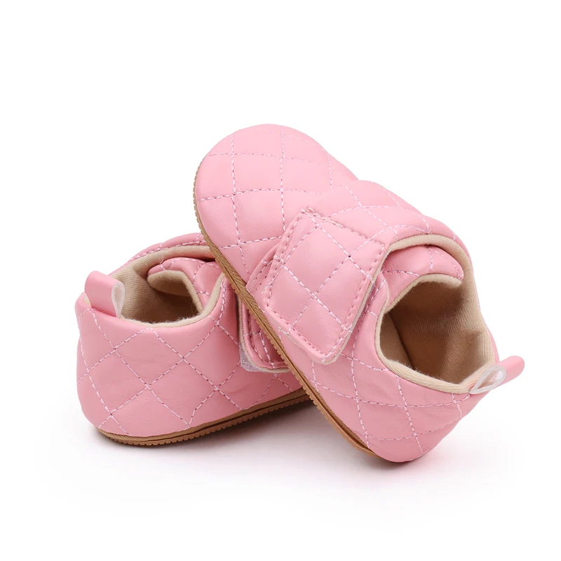 Spring and Autumn Solid Color Diamond Lattice Soft Sole Non-slip Baby Walking Shoes for Girls manufacture