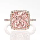 Jewelry Ring 925 Silver Jewelry Main Material Luxury Pink Morganite Cubic Zirconia Gemstone Silver Ring
