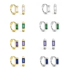 ROXI Fashion S925 sterling silver cartilage ear ring ins square diamond Ear buckle Hoop earrings