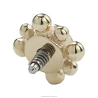 14K Solid Yellow Gold Internally Threaded Lip Stud Opal Beaded Piercing Ends Body Jewelry