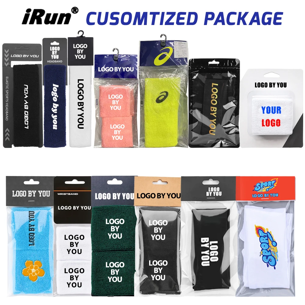 iRun Custom Logo Wide Protection Band Custom Size Tennis Basketball Running Towel Terry Cotton Sports Wristbands Sweatband