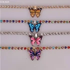 Silver Jewelry Fashion Women's Butterfly Custom Necklace Crystal 925 Silver Tennis Necklace Jewelry