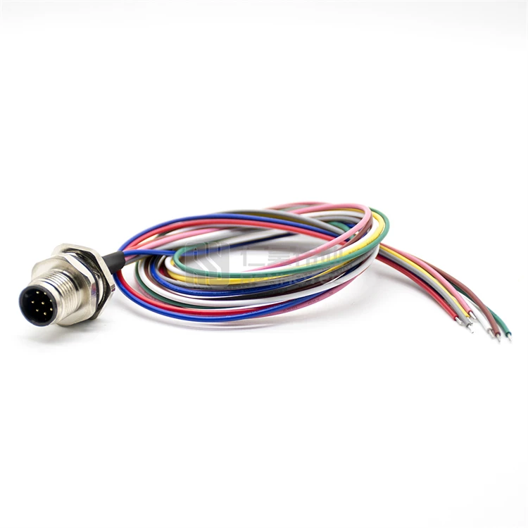 M12 Cable 8pin 8 Pin Circular Connector 8p Pins Female with Wire Shielded Straight Single End PG9 Wireharness