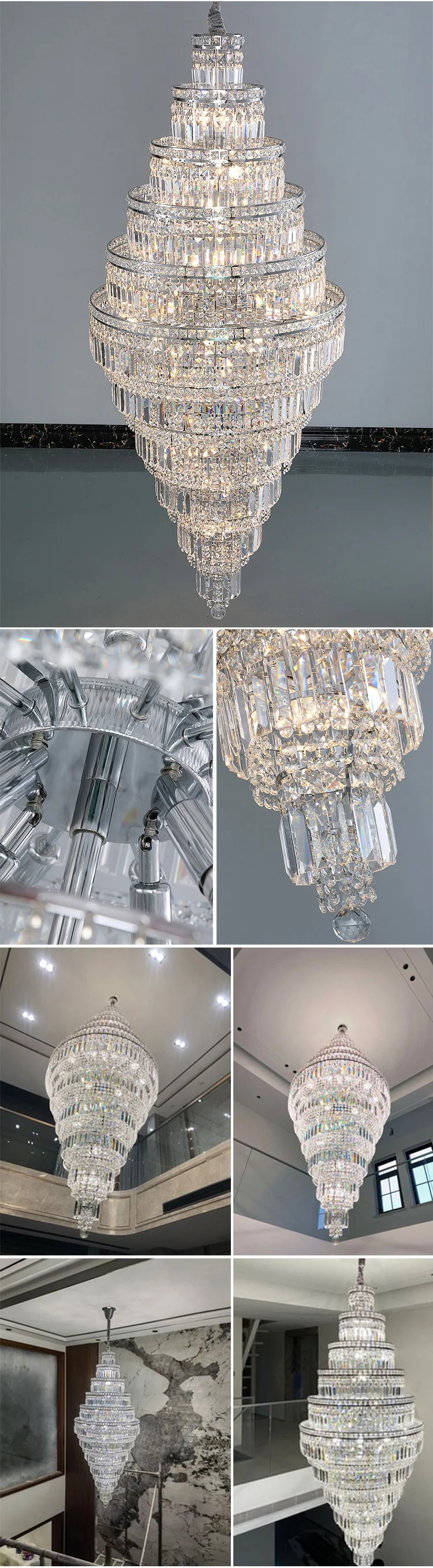 CPL-121 Modern Indoor Decoration Pendant Light Villa Hotel Lobby Custom Crystal Luxury Ceiling Chandelier factory