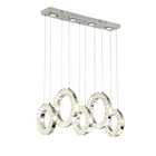 Light Hot Style Chrome 5 Turn Rectangular Variable Light LED Crystal Chandelier