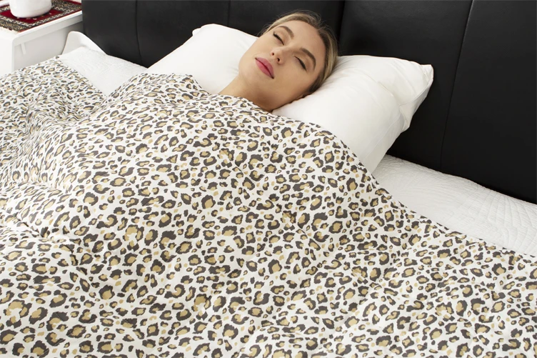 5/10/12/15/20/25 lbs Weighted Blanket Leopard Printed Gravity Throw Blankets Cotton