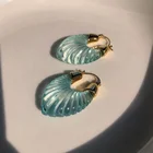 Earrings Ins Style Premium French Vintage V-shaped Clear Crystal Colorful Resin Glass Hoop Earrings
