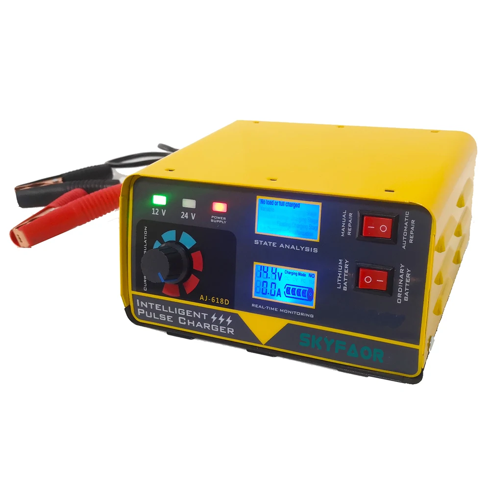 Adjustable Automatic Trickle charger 12V 20A 24V 10A Universal smart fast truck motorcycle car battery charger with Pulse Repair